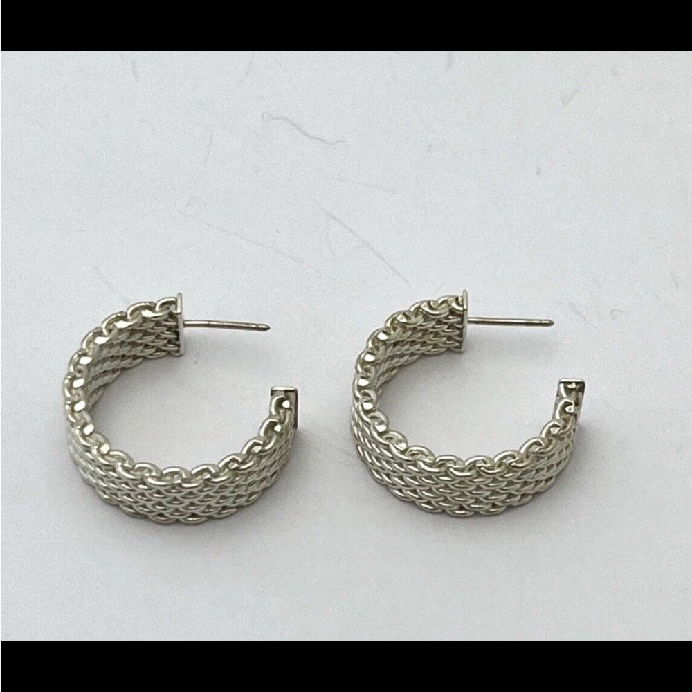 Tiffany & Co Silver Mesh Earrings Contemporary Style
